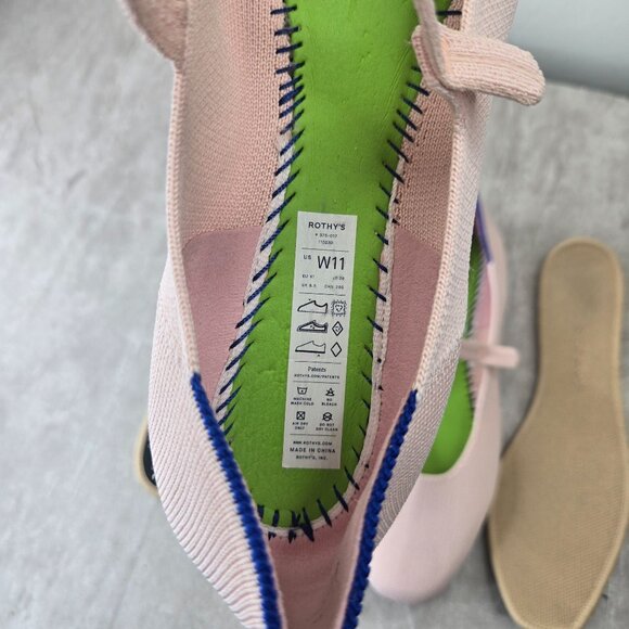 Rothy's Mary Jane Square Toe Ballet Flats Size 11 Baby Pink Knit Ballerina Shoes - Picture 9 of 12